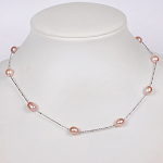 Halskette 5016 - Süßwasserperlen lachsrosa